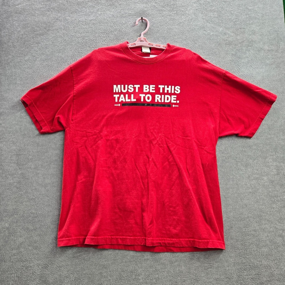 Anchor Blue Men Shirt‎ 2XL Red Text Cotton Text Saying Must Be This Tall Y2K